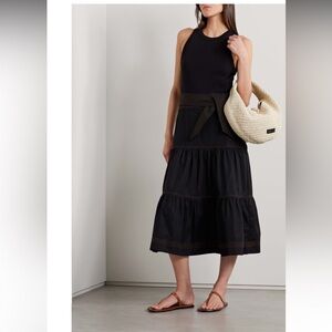 Veronica Beard Black Sleeveless Tiered Midi Dress